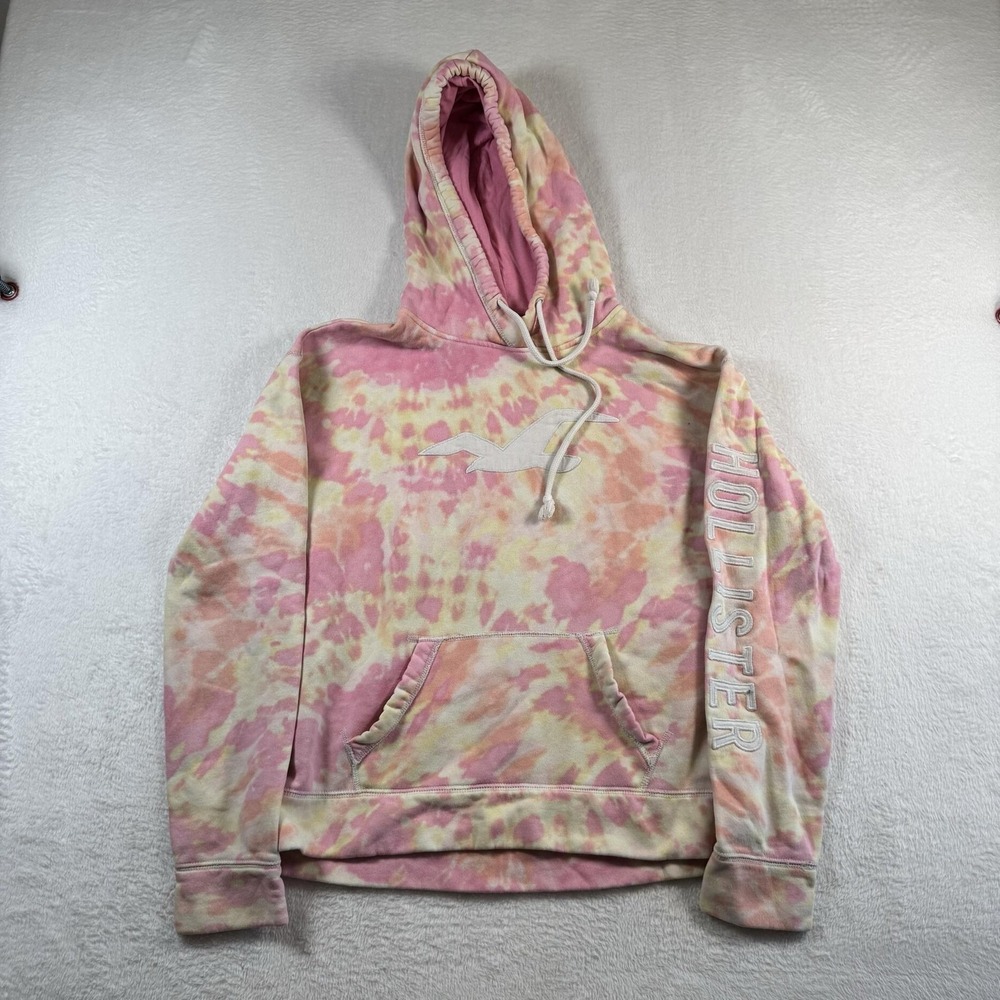 Hollister Hoodie‎ Womens Small Pastel Tie Dye Fleece Pullover Kangaroo Pocket